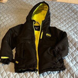 Hurley Kids Puffer Jacket in Black and Neon Yellow